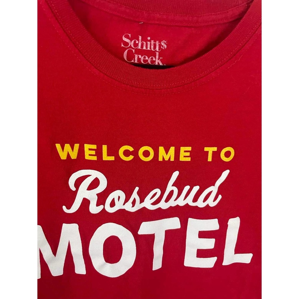 Schitts Creek Rosebud Motel Red Tee T-Shirt Short Sleeve TV Show Unique Size L - Picture 2 of 4